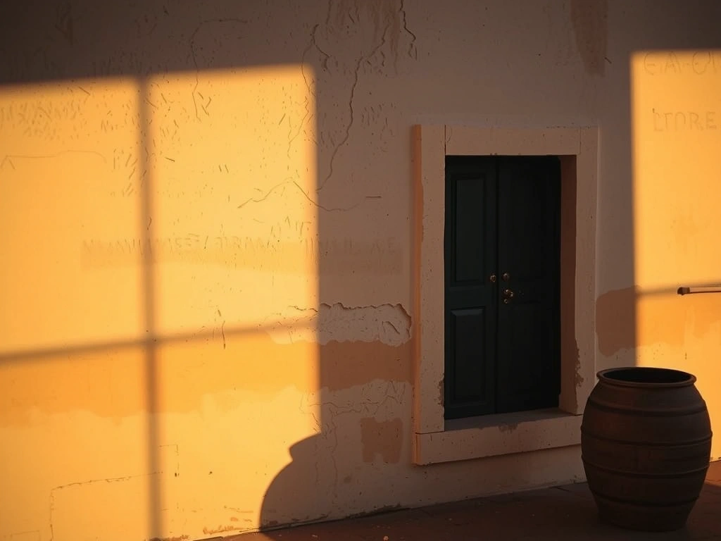 Luz de atardecer sobre muro colonial en Cartagena